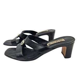 Brighton Trista Black Croc Embossed Leather‎ Sandals 8.5